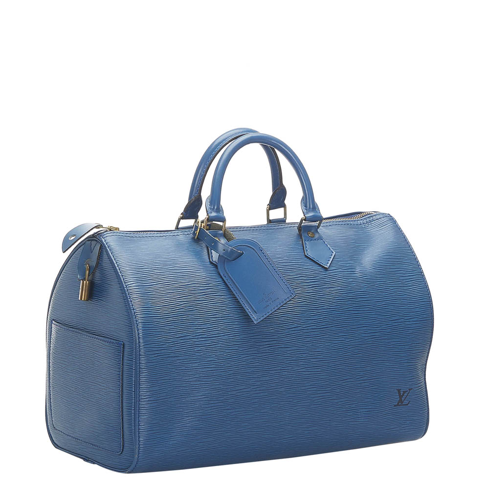 

Louis Vuitton Blue Epi Leather Speedy 35 Bag