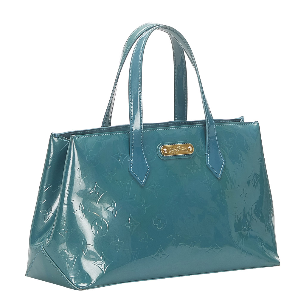 

Louis Vuitton Blue Monogram Vernis Wilshire PM Bag