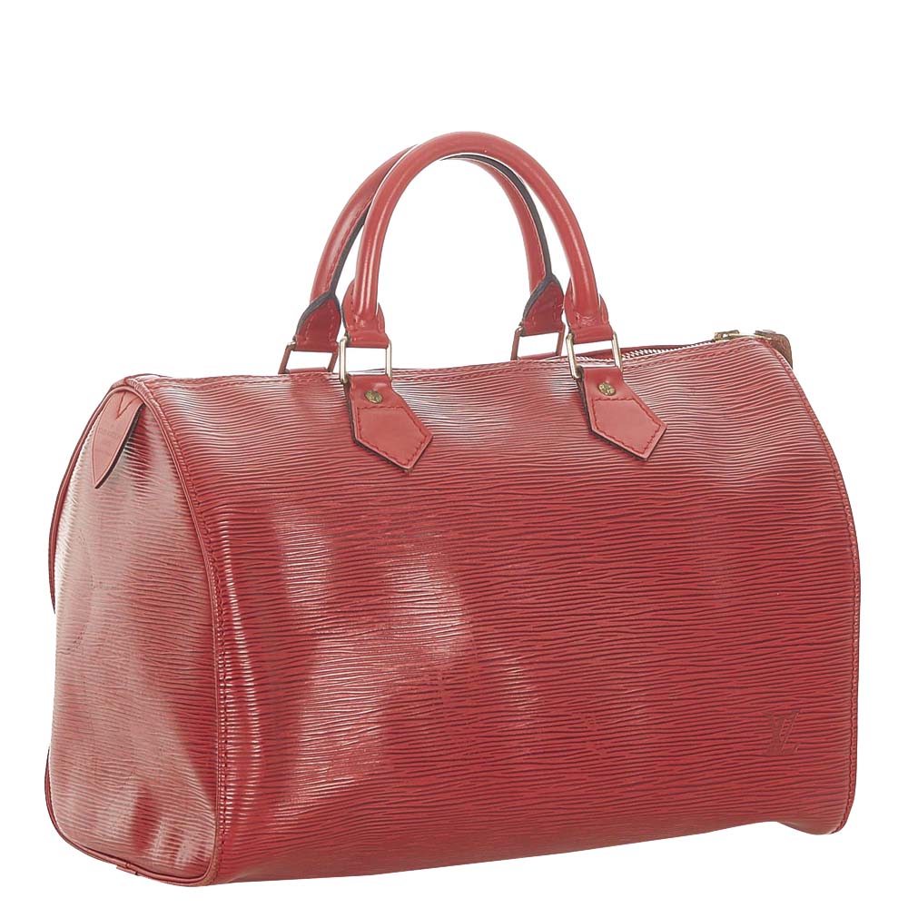 

Louis Vuitton Red Epi Leather Speedy 30 Bag