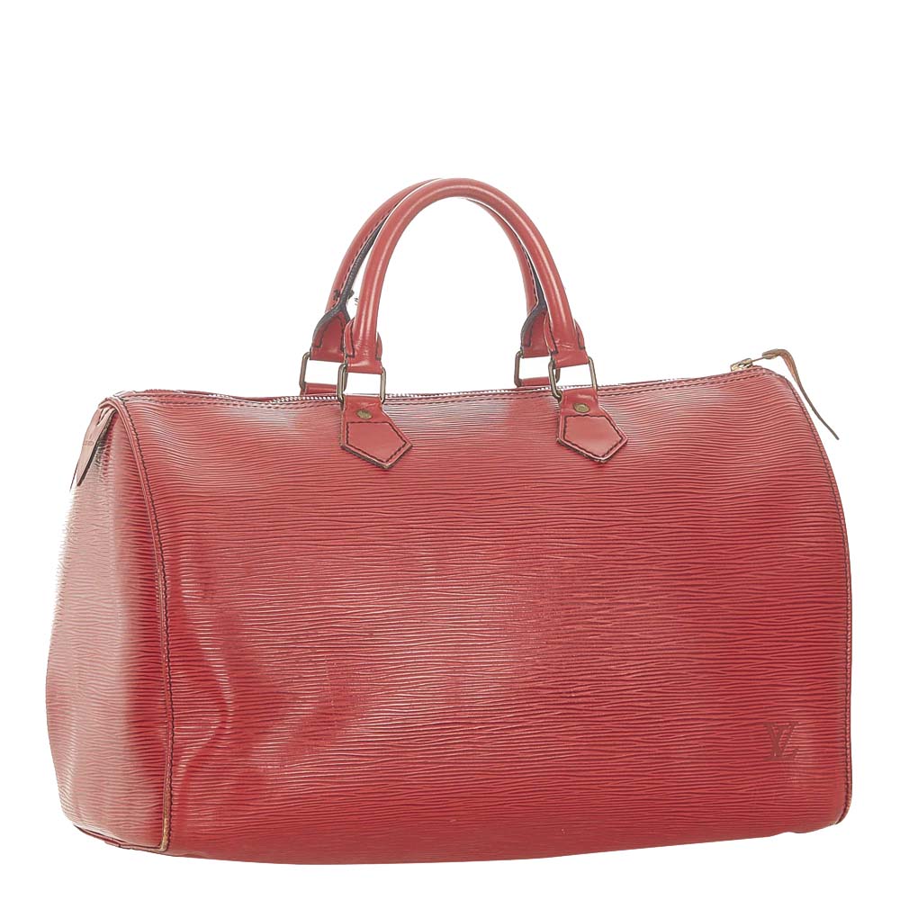 

Louis Vuitton Red Epi Leather Speedy 35 Bag