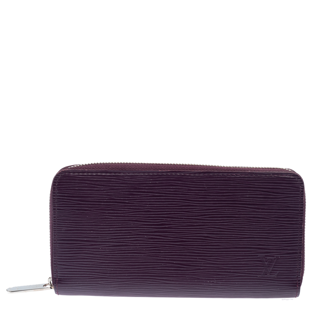 Pre-owned Louis Vuitton Cassis Epi Leather Zippy Wallet In Purple