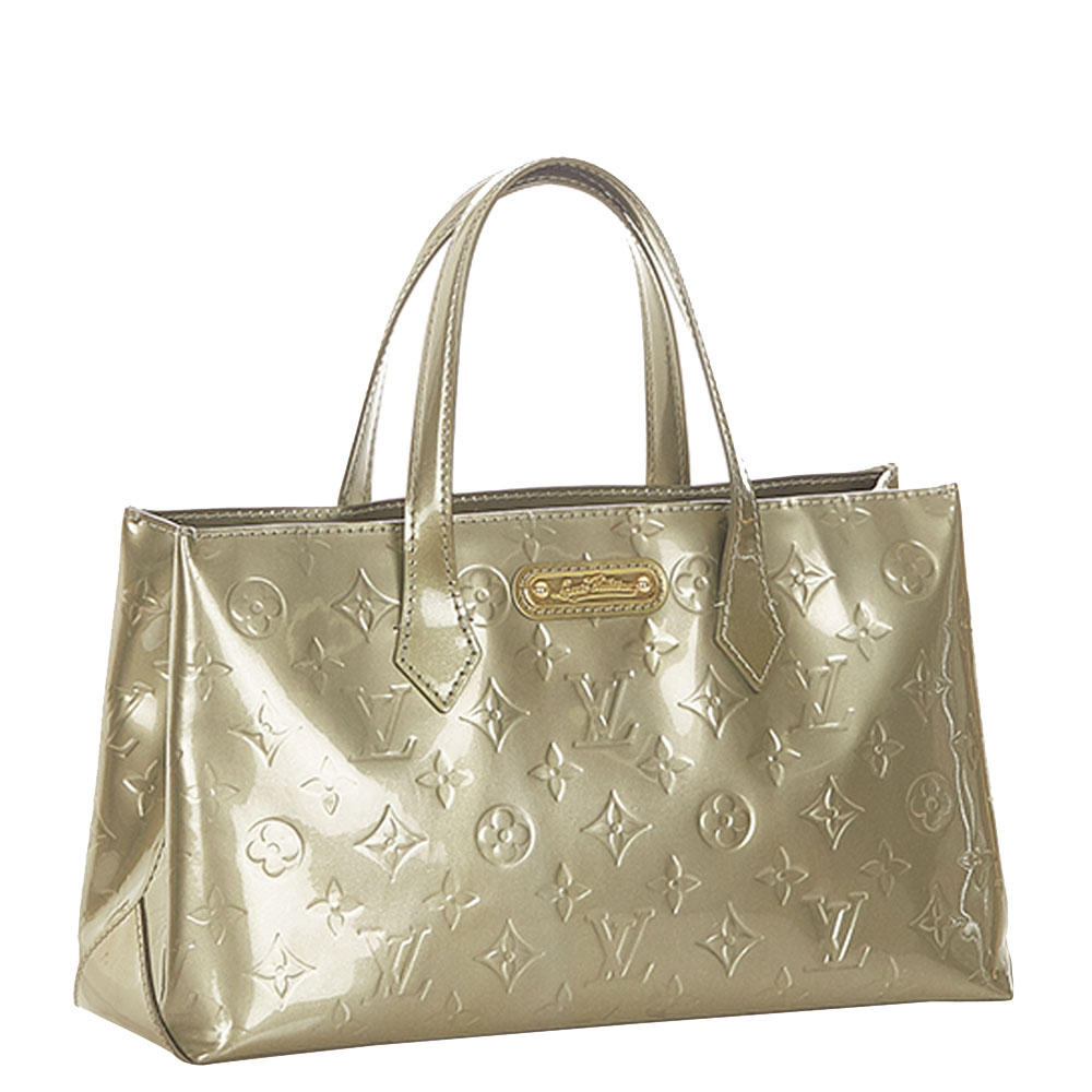 

Louis Vuitton Grey Monogram Vernis Wilshire PM Bag