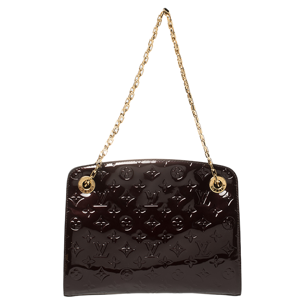 Click to view more detailed imagery on our partner's website Pre-owned Louis Vuitton Amarante Monogram Vernis Virginia Mm Bag In Burgundy