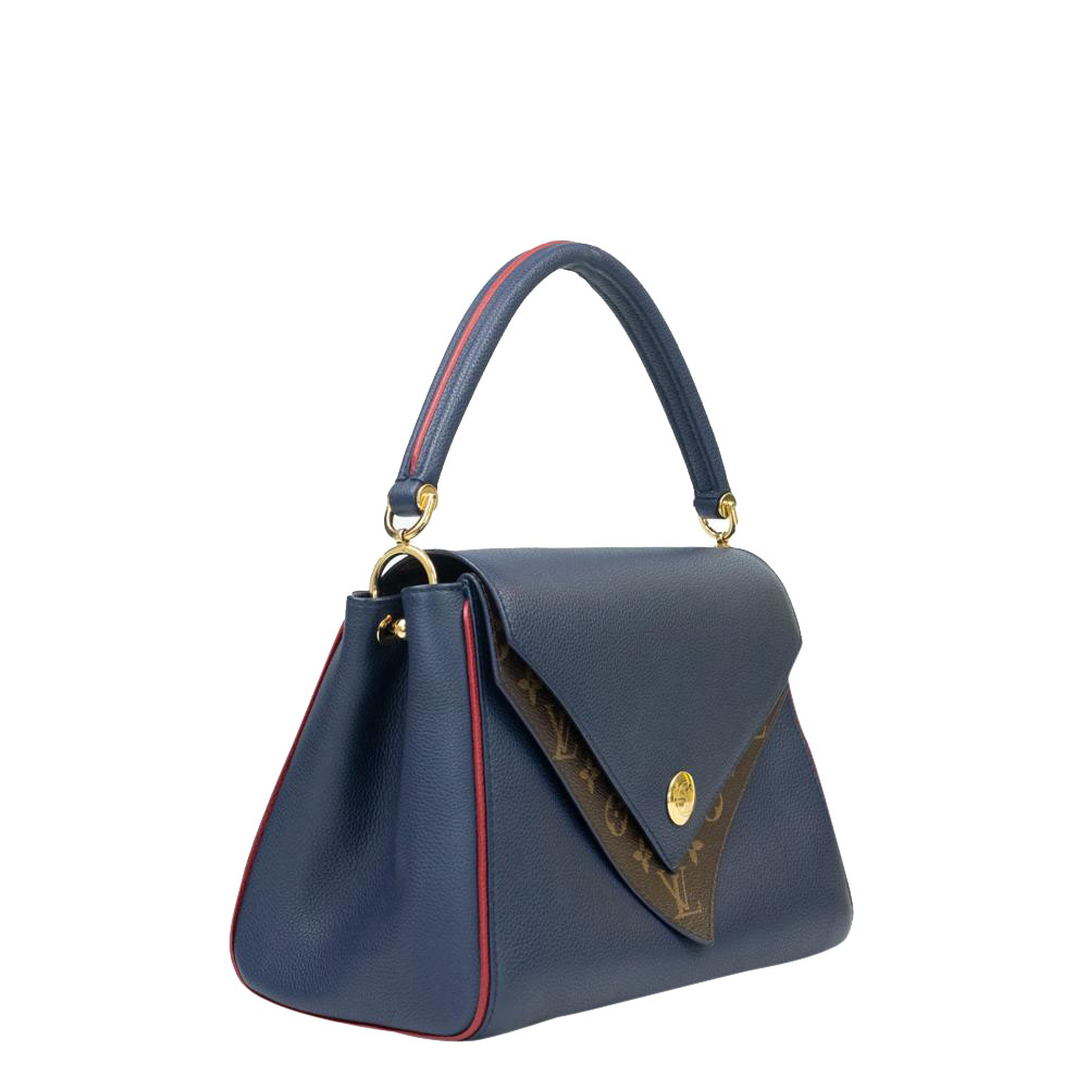 

Louis Vuitton Blue Leather Double V Top Handle Bag
