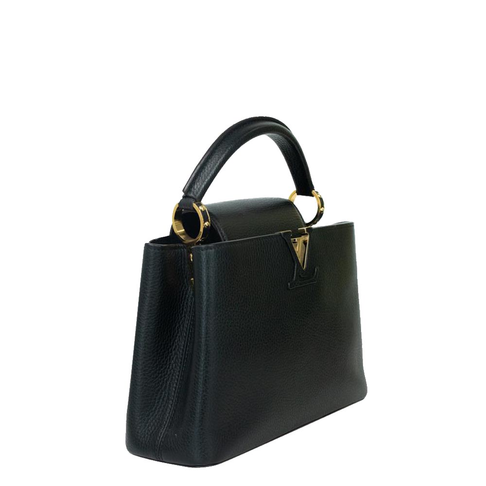 

Louis Vuitton Black Leather Capucines Top Handle Bag