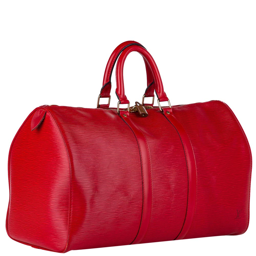 

Louis Vuitton Red Epi Leather Keepall 45 Bag