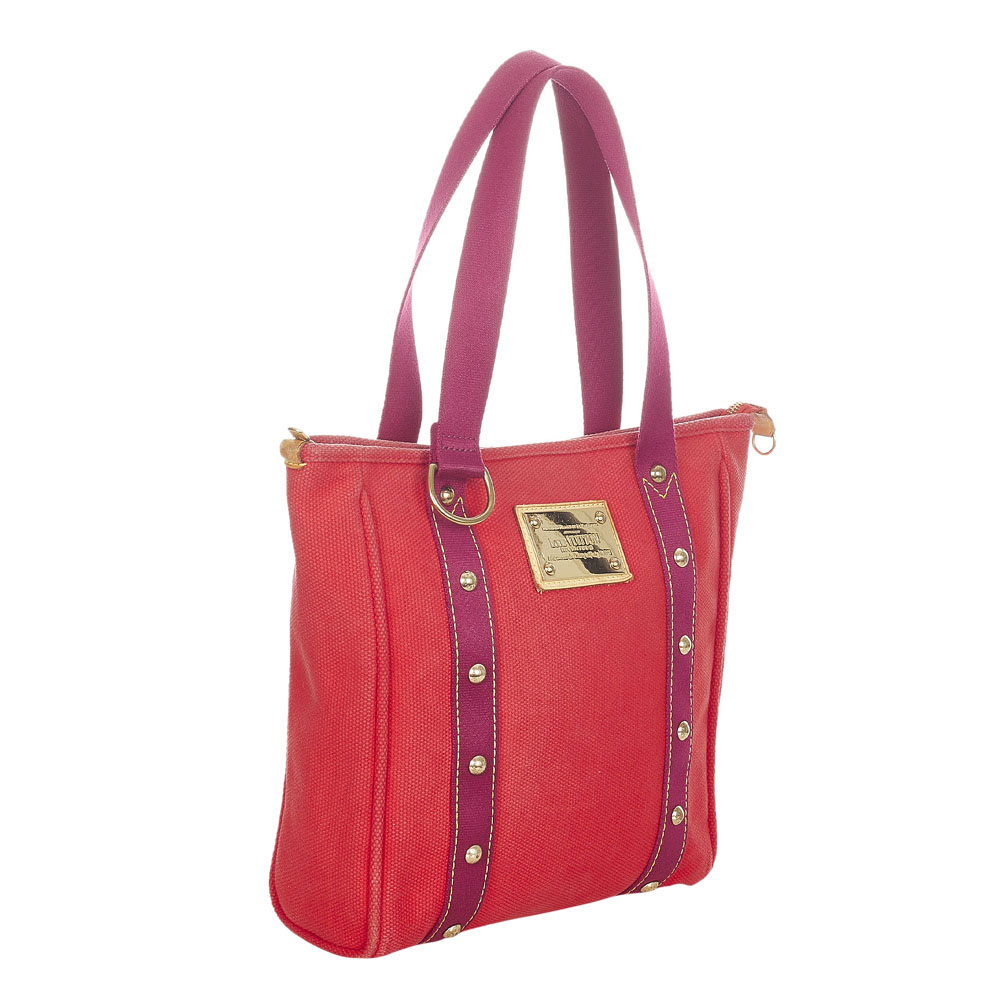 

Louis Vuitton Red Canvas Antigua Cabas MM Bag