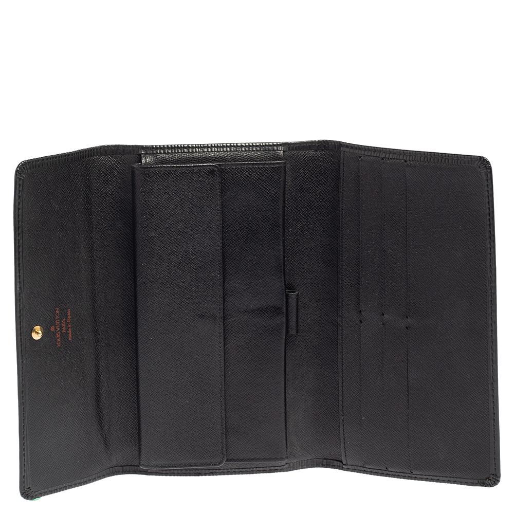 

Louis Vuitton Noir Epi Leather Flap Wallet, Black