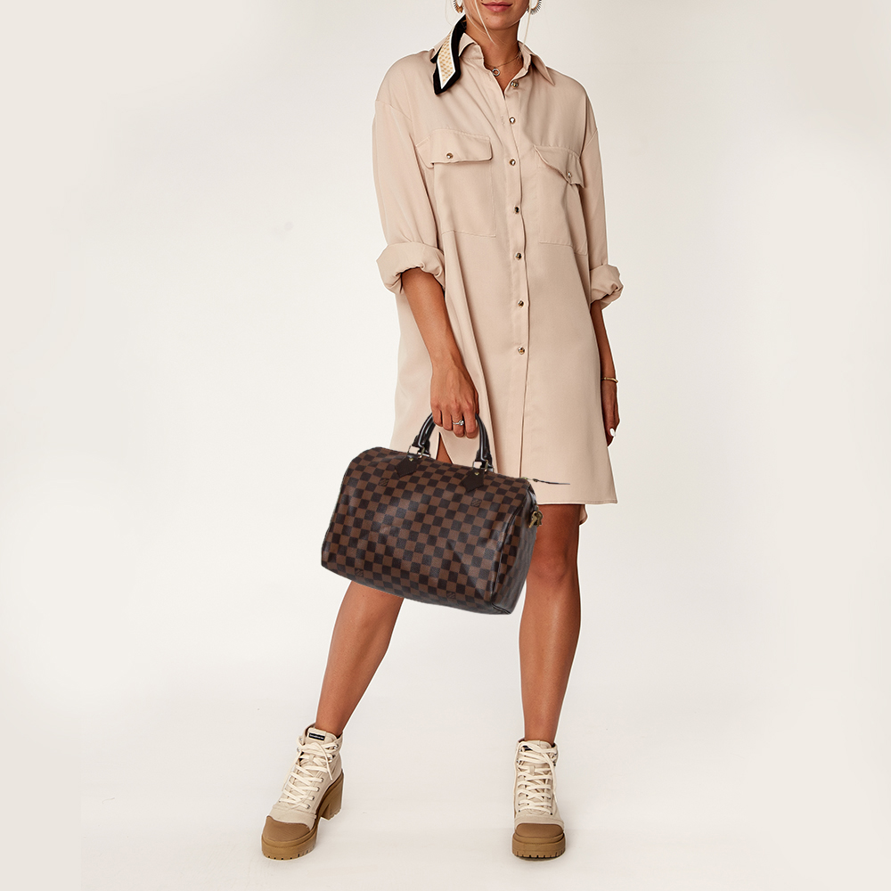 

Louis Vuitton Damier Ebene Canvas Speedy 30 Bag, Brown