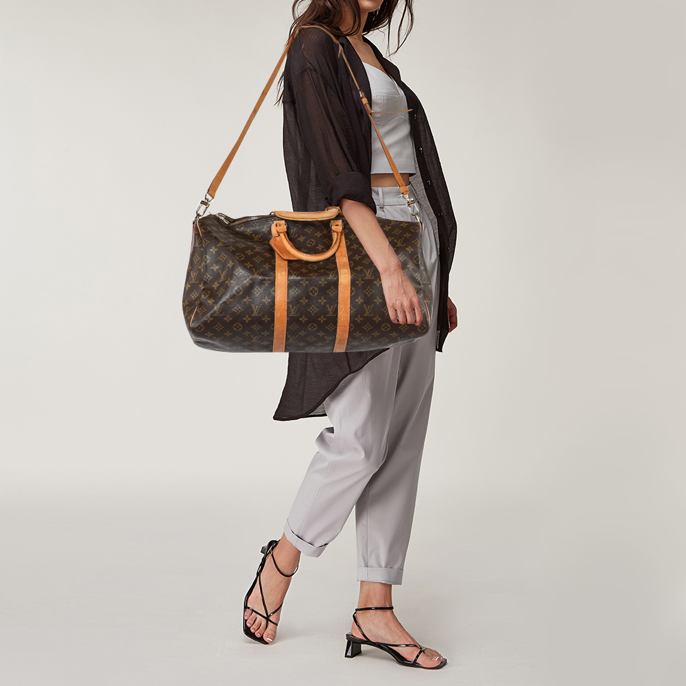 

Louis Vuitton Monogram Canvas and Leather Keepall 50 Bag, Brown