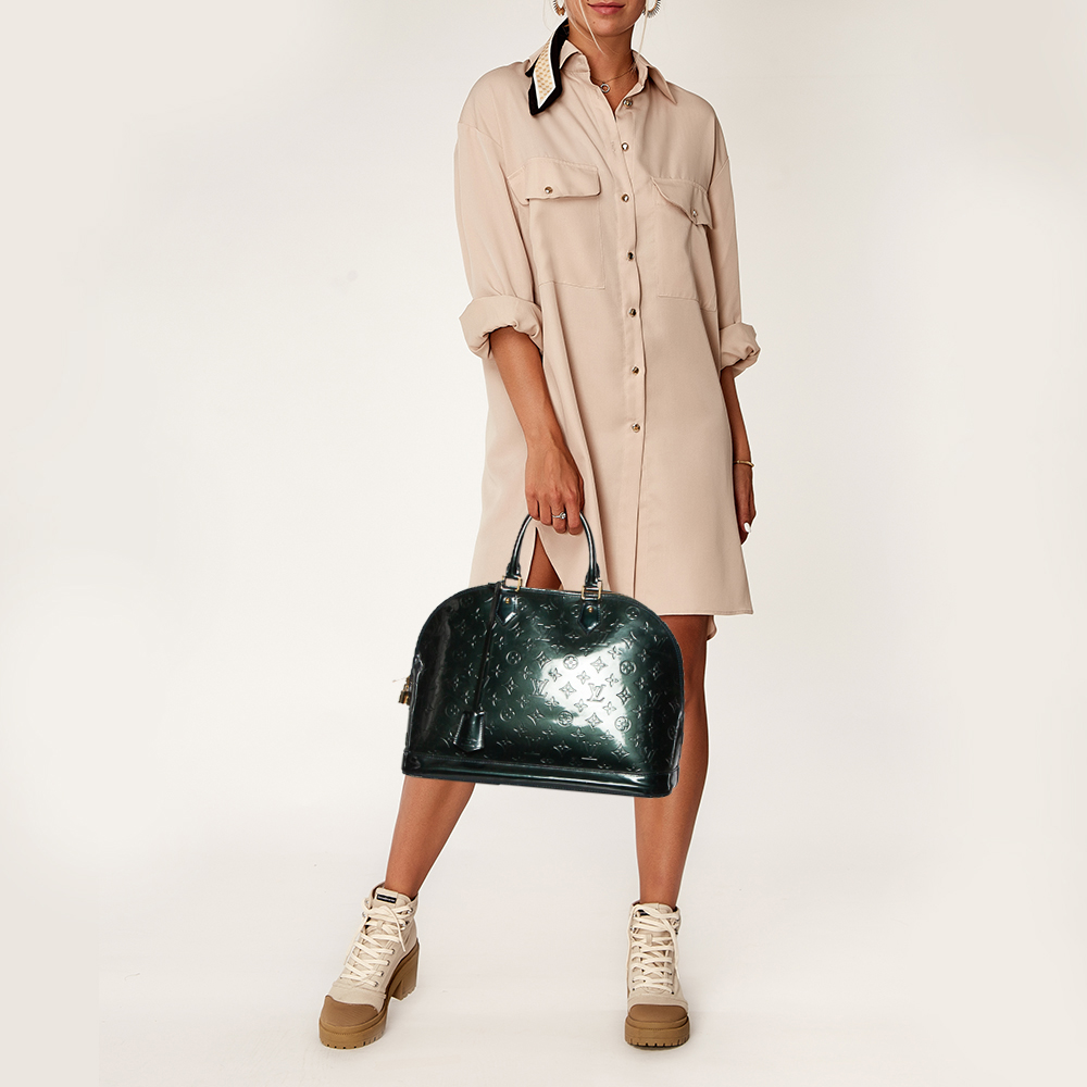 

Louis Vuitton Dark Green Monogram Vernis Alma GM Bag