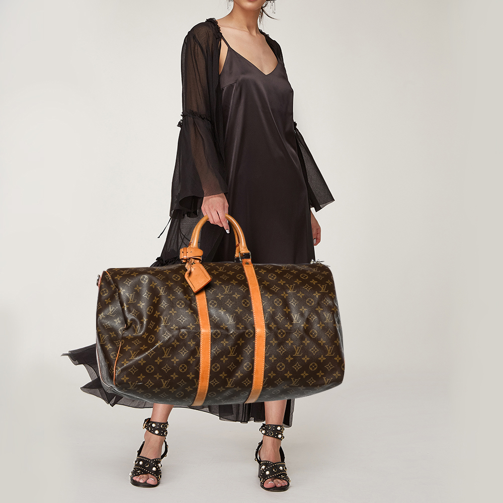 

Louis Vuitton Monogram Canvas Keepall Bandouliere 55 Bag, Brown