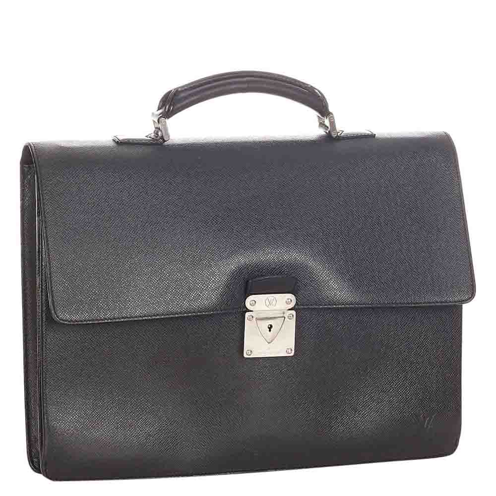 

Louis Vuitton Black Taiga Leather Serviette Moskova Briefcase