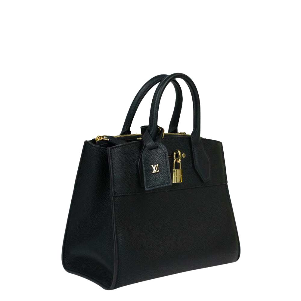 

Louis Vuitton Black Leather City Steamer Tote Bag