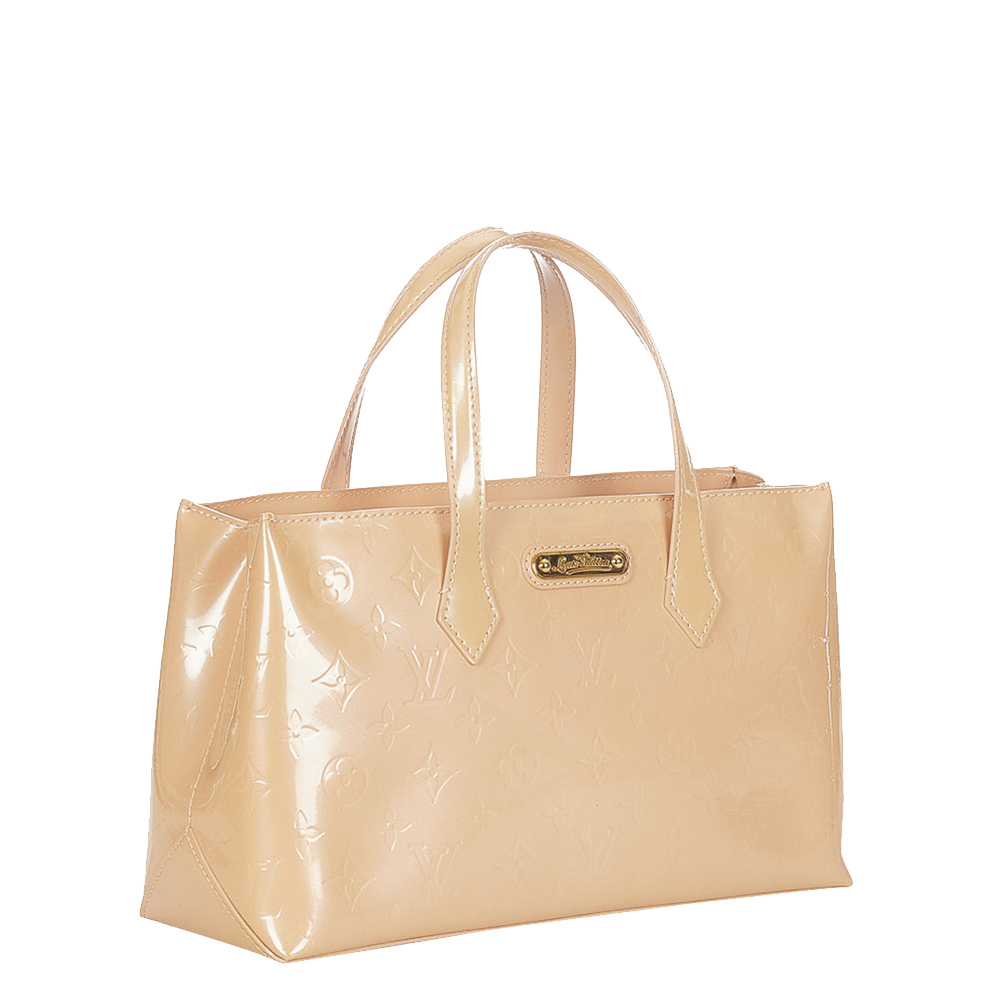 

Louis Vuitton Beige Monogram Vernis Wilshire PM Bag