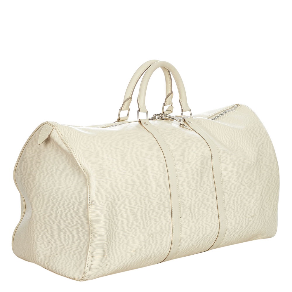 

Louis Vuitton White Epi Leather Keepall 55 Bag