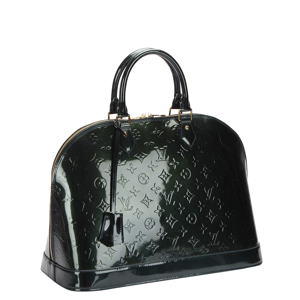 

Louis Vuitton Green Monogram Vernis Alma MM Bag