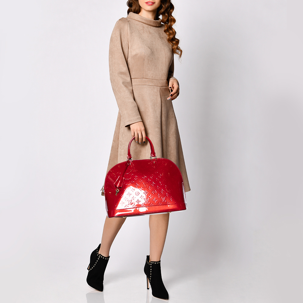 

Louis Vuitton Pomme D’amour Monogram Vernis Alma GM Bag, Red