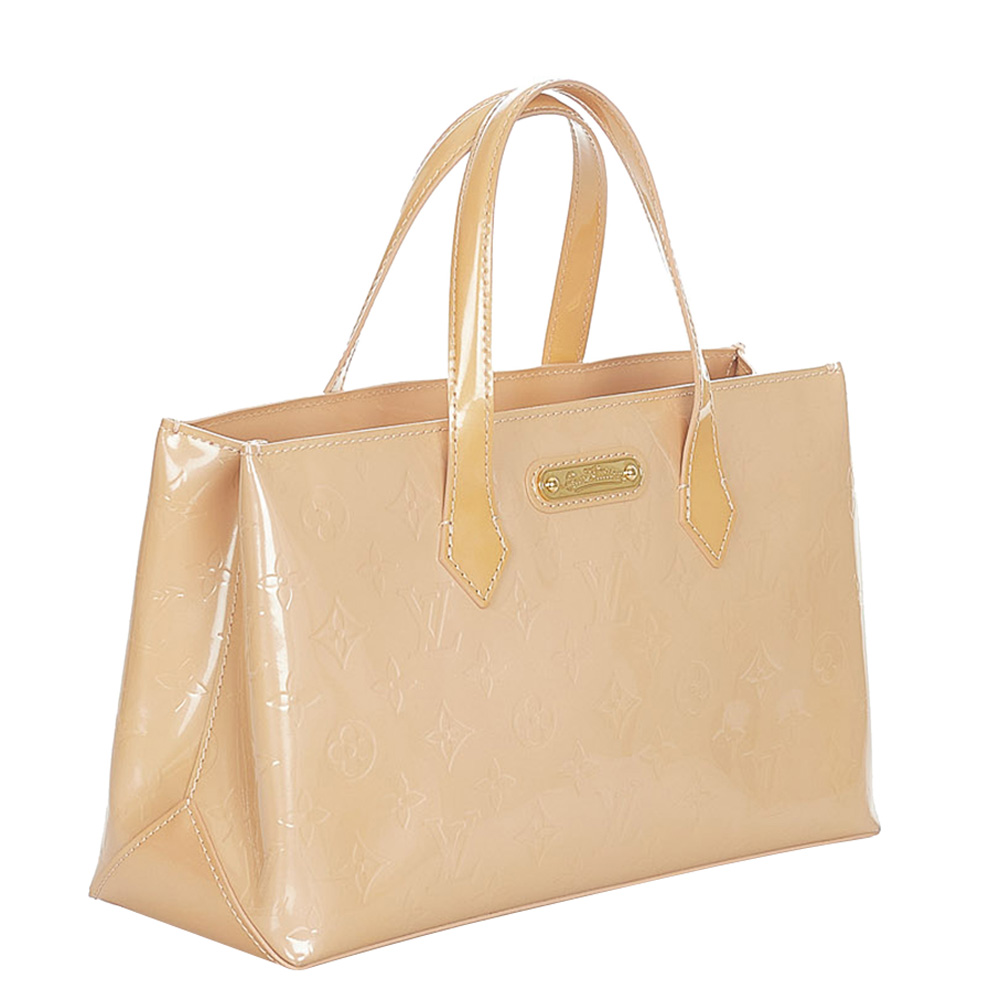 

Louis Vuitton Brown Vernis Leather Wilshire PM Satchel, Beige