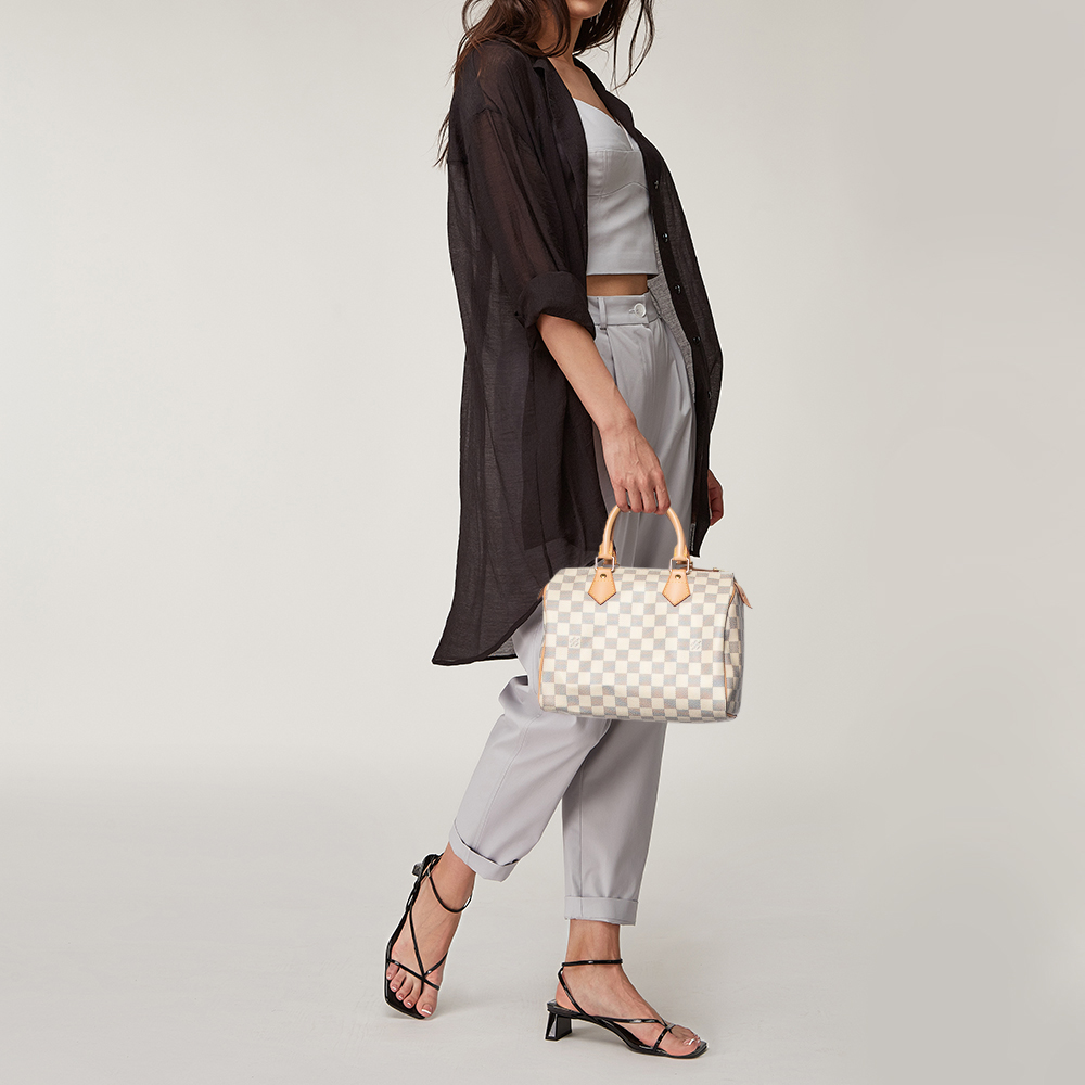 

Louis Vuitton Damier Azur Canvas Speedy 25 Bag, White
