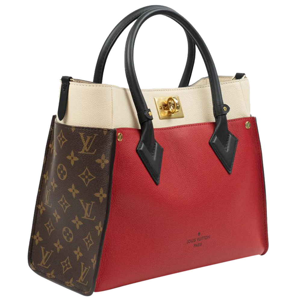 

Louis Vuitton Red/ Monogram Canvas On my side MM Bag, Multicolor