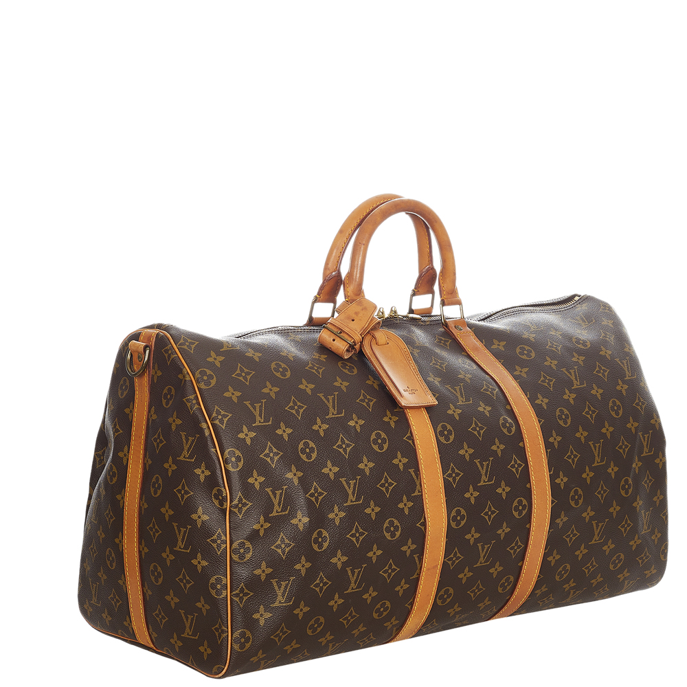 

Louis Vuitton Monogram Canvas Keepall Bandouliere 55 Bag, Brown