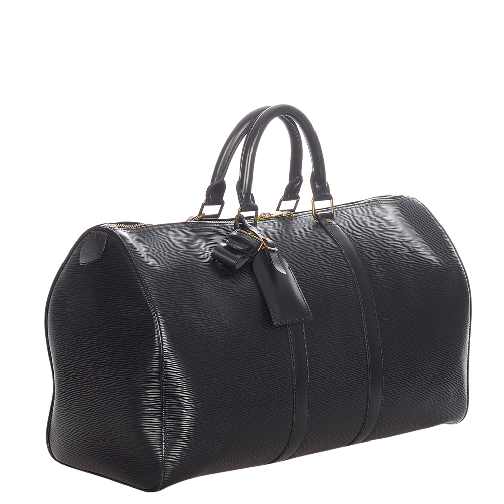 

Louis Vuitton Black Epi Leather Keepall 45 Bag