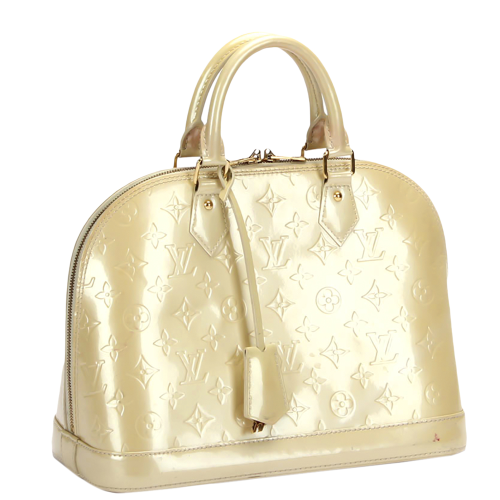 

Louis Vuitton Cream Monogram Vernis Alma PM Bag