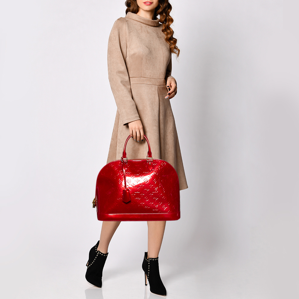 

Louis Vuitton Pomme D’amour Monogram Vernis Alma GM Bag, Red