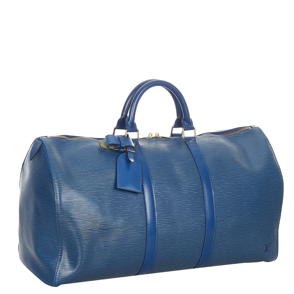 

Louis Vuitton Blue Epi Leather Keepall 50 Bag