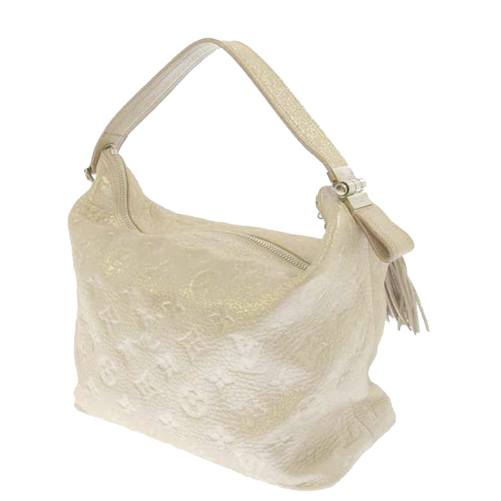 

Louis Vuitton White Monogram Leather Shimmer Halo Bag