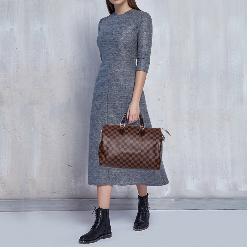 

Louis Vuitton Damier Ebene Canvas Speedy 35 Bag, Brown