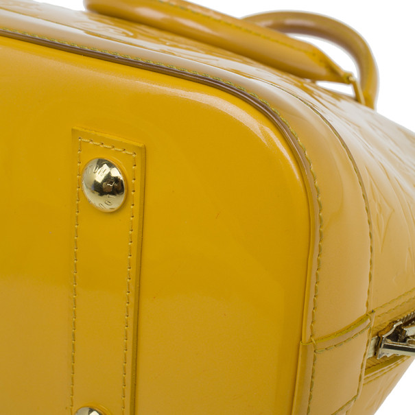 Louis Vuitton M91614 Monogram Vernis Leather Jaune/ Beige/ Yellow Alma Tote  Bag (FL4168)