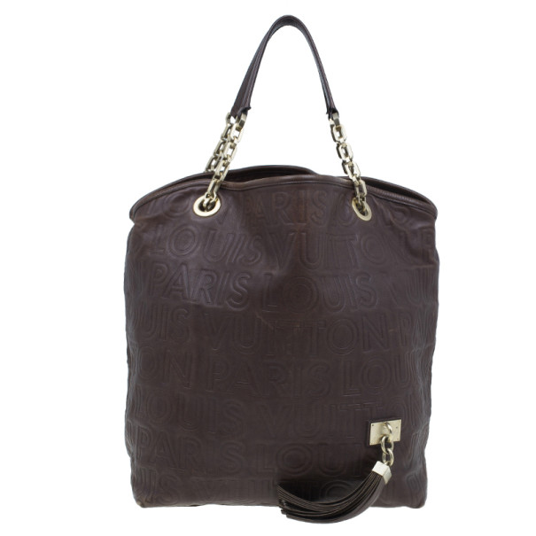 Pre Owned Louis Vuitton Brown Embossed Leather Paris Souple Whisper GM