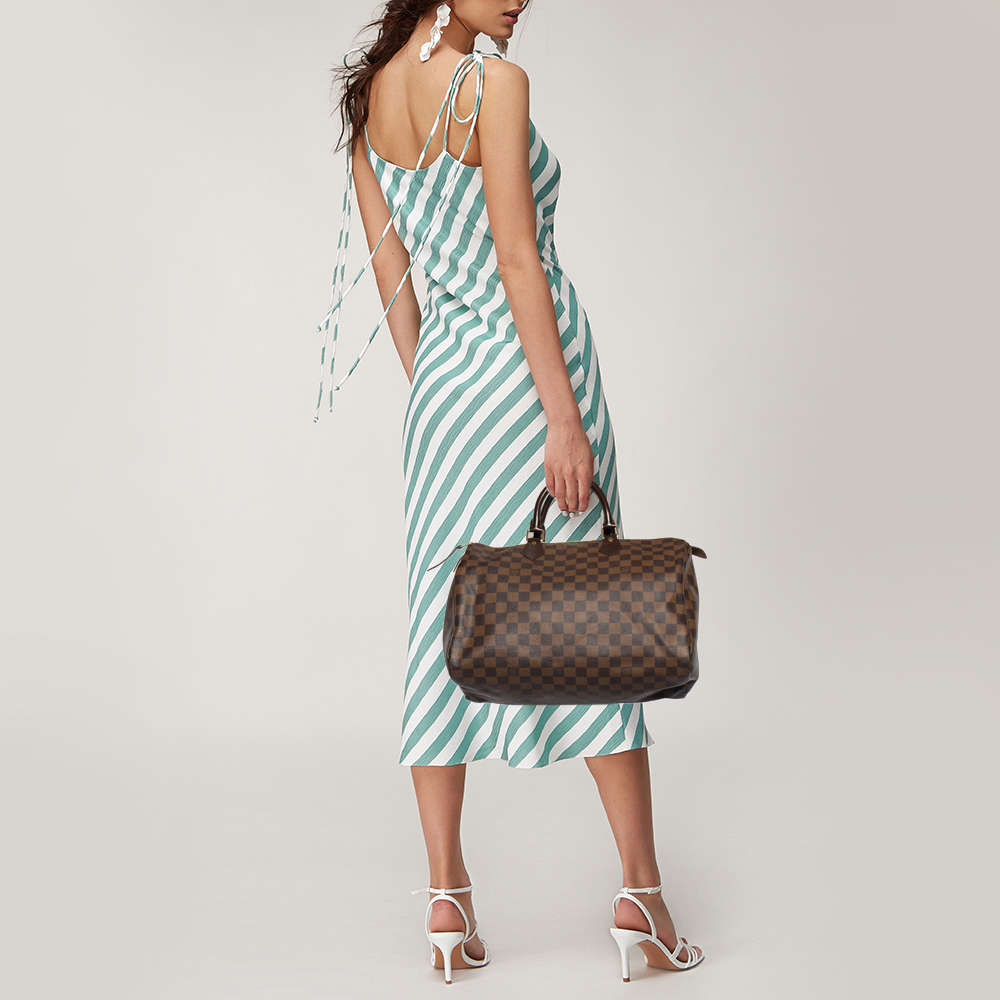 

Louis Vuitton Damier Ebene Canvas Speedy 35 Bag, Brown