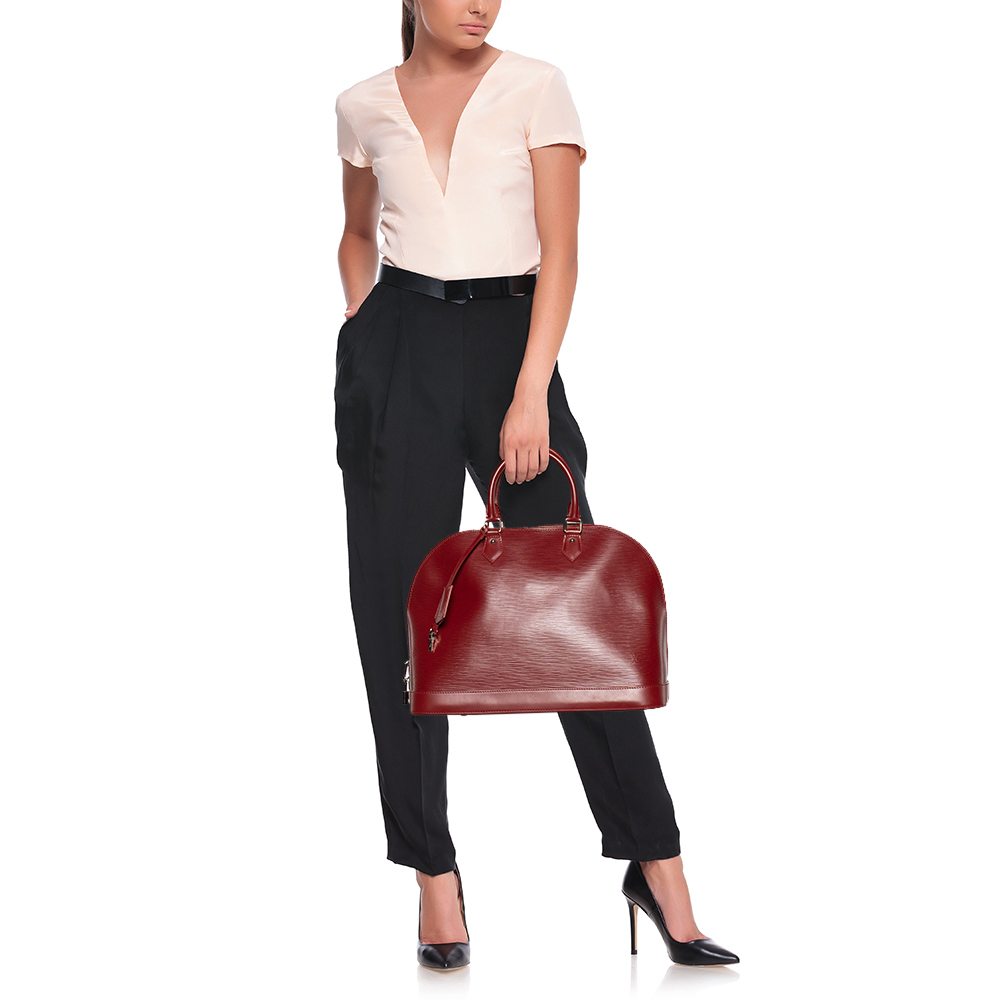 

Louis Vuitton Red Epi Leather Alma MM Bag