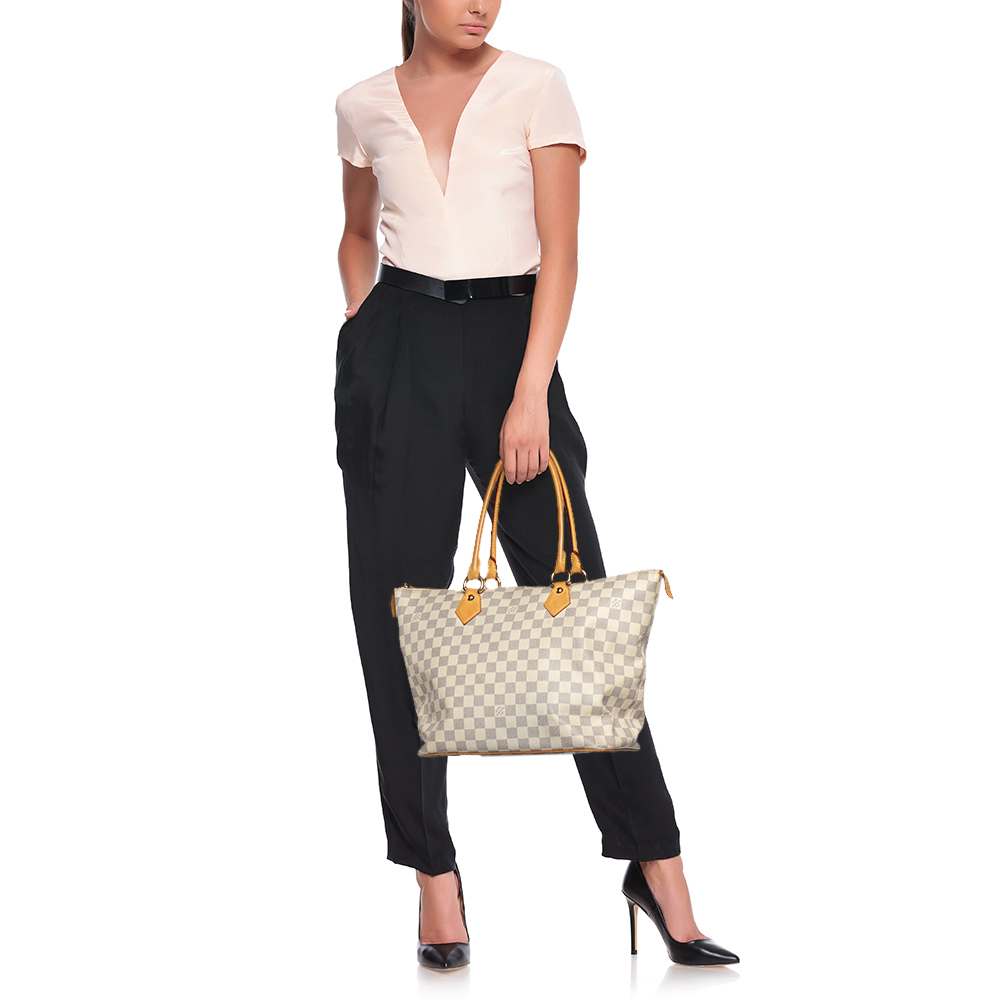 

Louis Vuitton White Damier Azur Canvas Saleya MM Bag