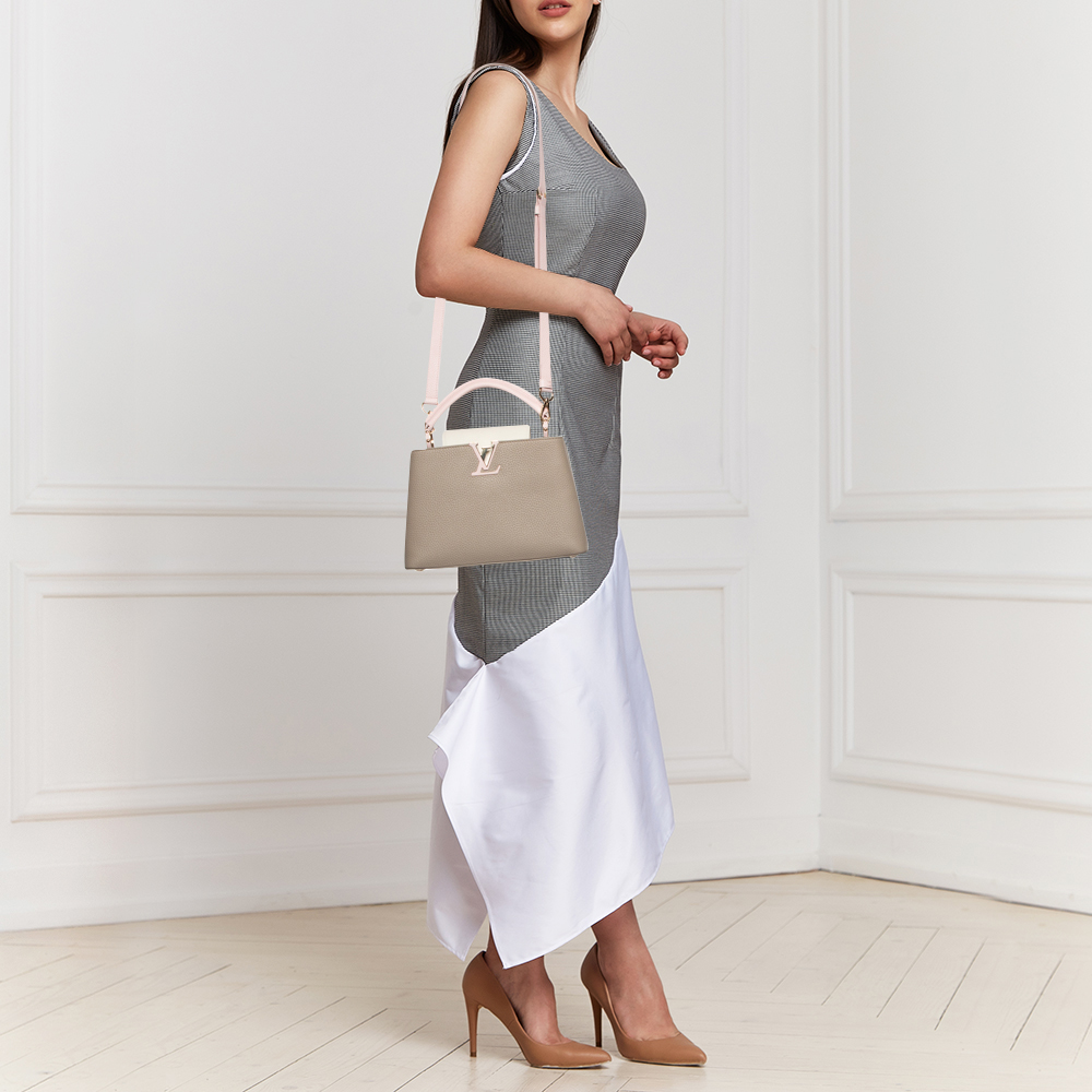 

Louis Vuitton Tricolor Taurillon Leather Capucines Mini Bag, Beige