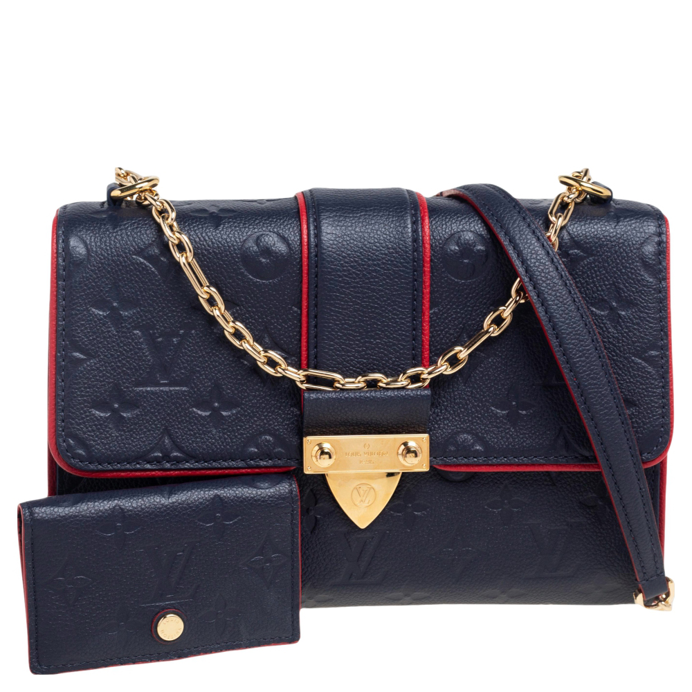 

Louis Vuitton Marine Rouge Monogram Empreinte Leather Saint Sulpice PM Bag with Wallet, Blue