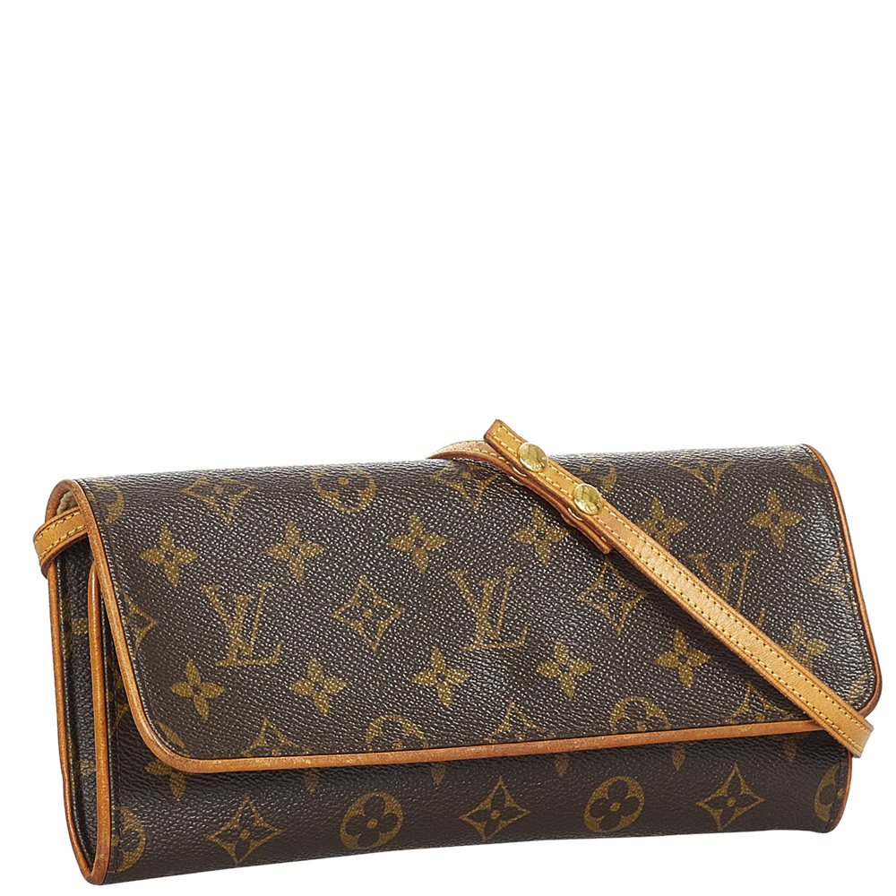 

Louis Vuitton Monogram Canvas Pochette Twin GM Bag, Brown