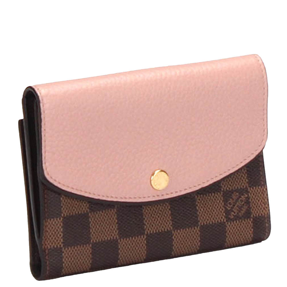 

Louis Vuitton Pink/Brown Damier Ebene Canvas Normandy Wallet