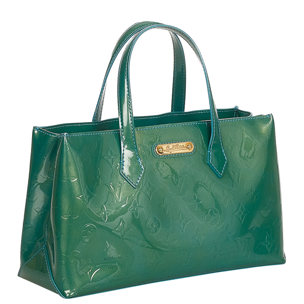 

Louis Vuitton Green Vernis Leather Wilshire PM Satchel Bag