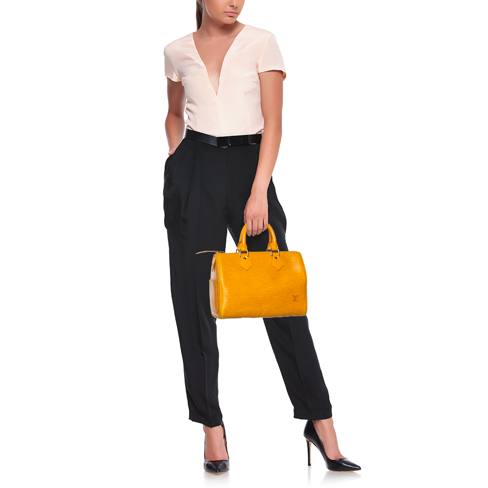 

Louis Vuitton Tassil Yellow Epi Leather Speedy 25 Bag