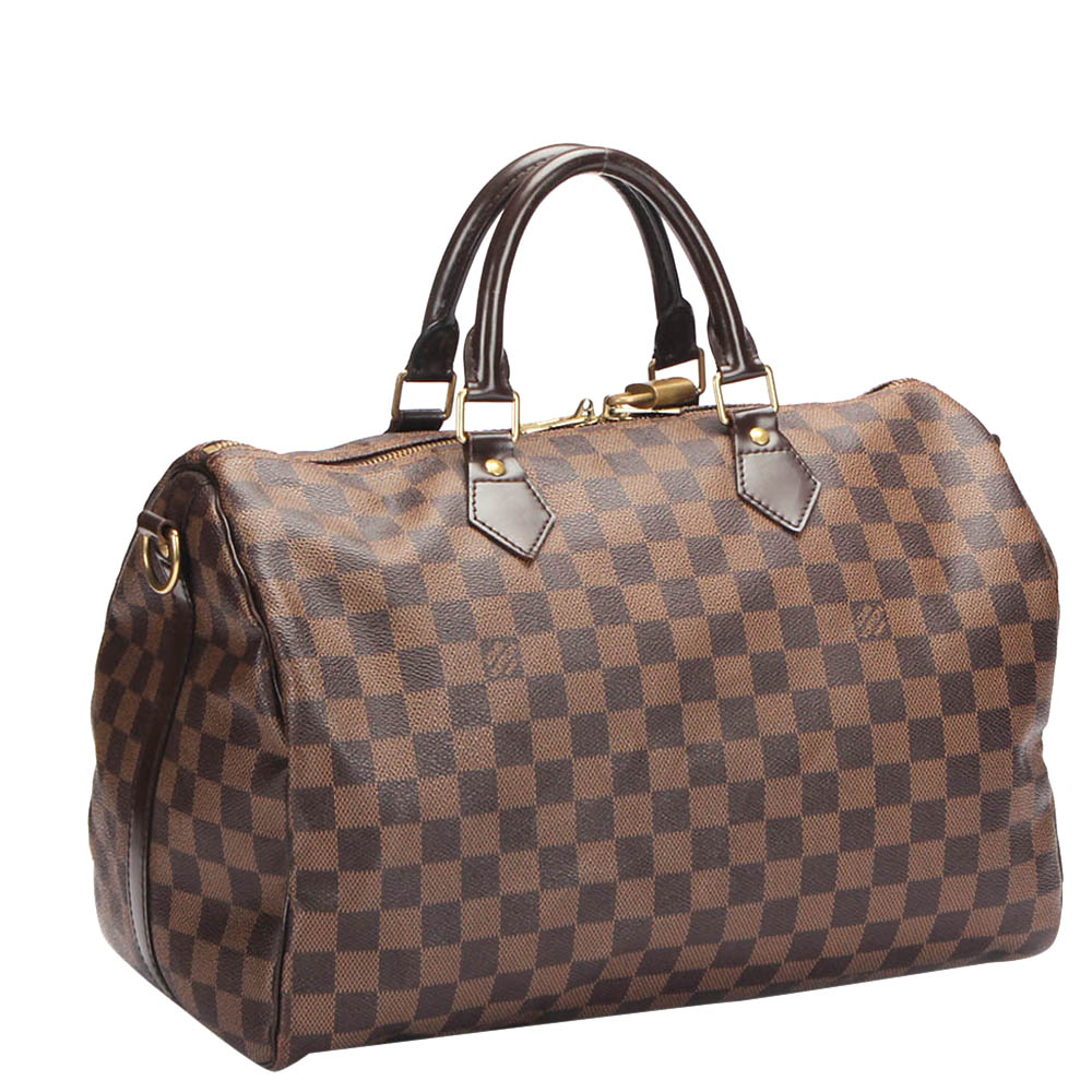 

Louis Vuitton Damier Ebene Canvas Speedy Bandouliere 35 Bag, Brown