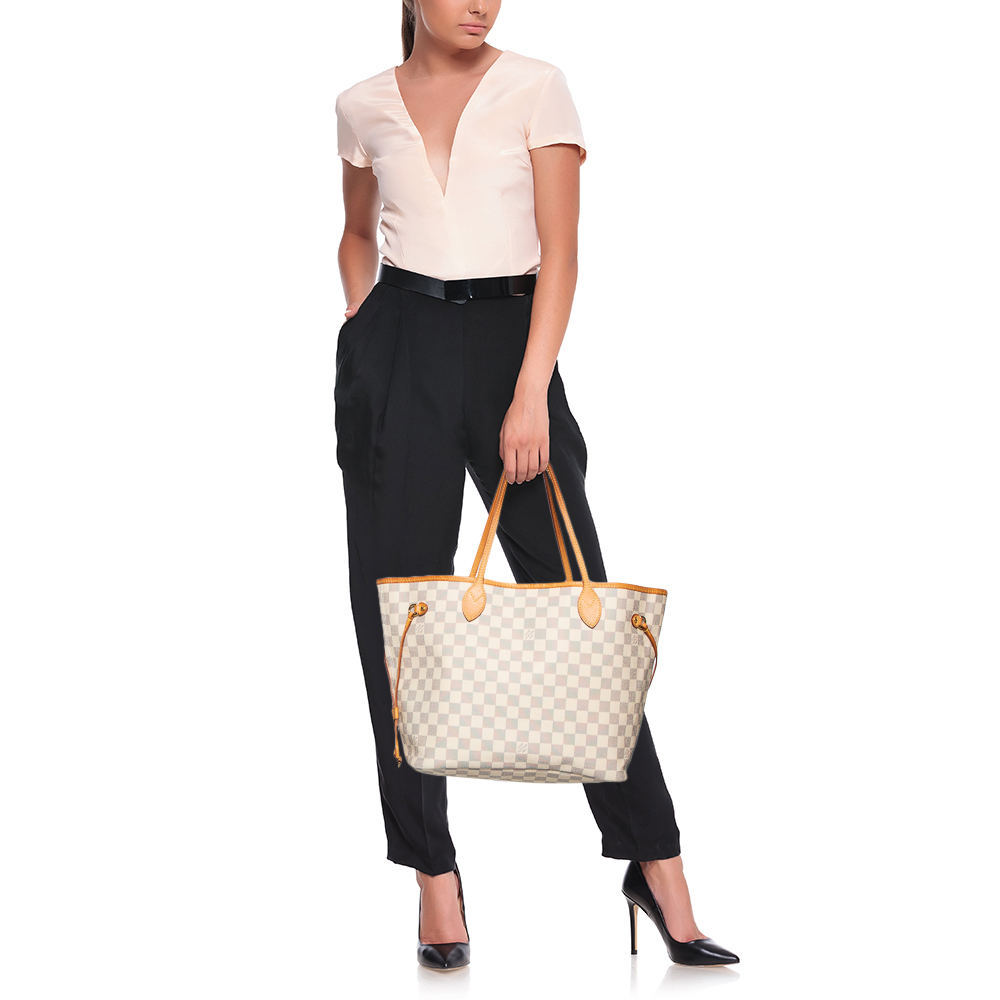 

Louis Vuitton Damier Azur Canvas Neverfull MM Bag, White