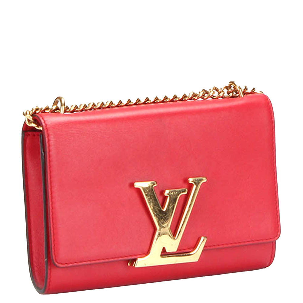 

Louis Vuitton Red Calf Leather Chain Louise GM Clutch Bag