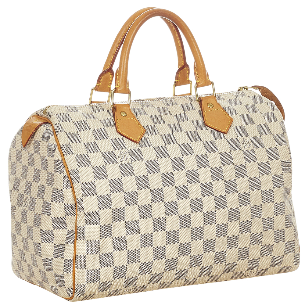 

Louis Vuitton White Damier Azur Canvas Speedy 30 Top Handle Bag, Blue