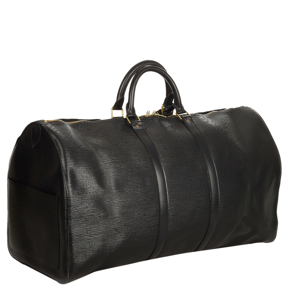 

Louis Vuitton Black Epi Leather Keepall 55 Duffel Bag
