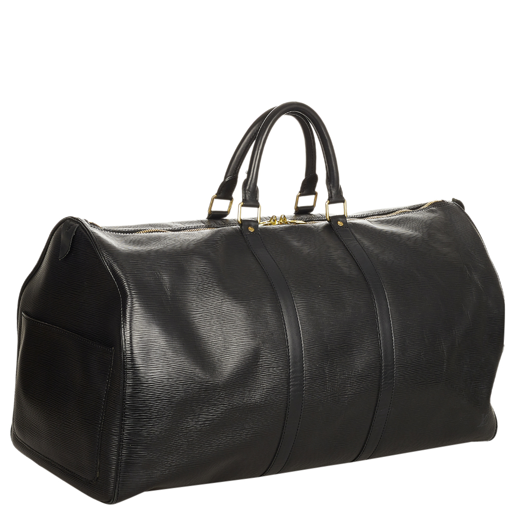 

Louis Vuitton Black Epi Leather Keepall 55 Duffel Bag
