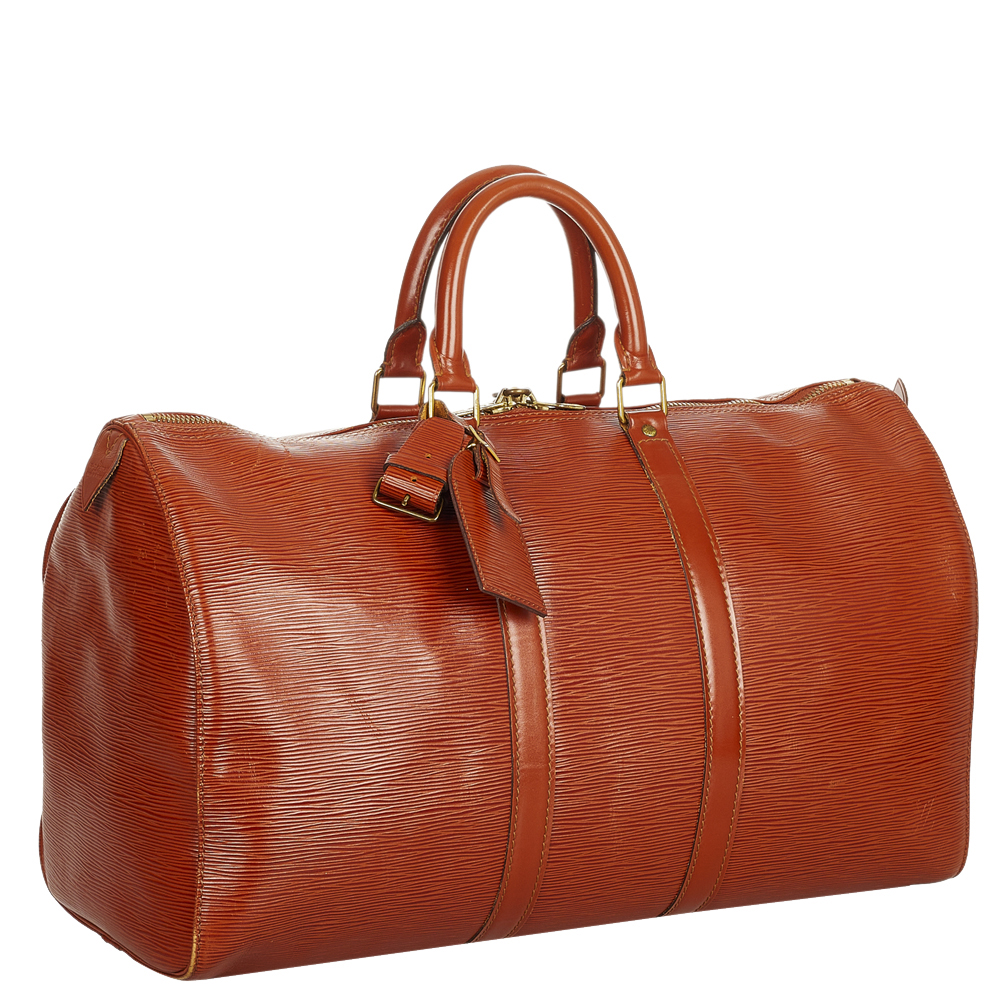 

Louis Vuitton Brown Epi Leather Keepall 45 Duffel Bag